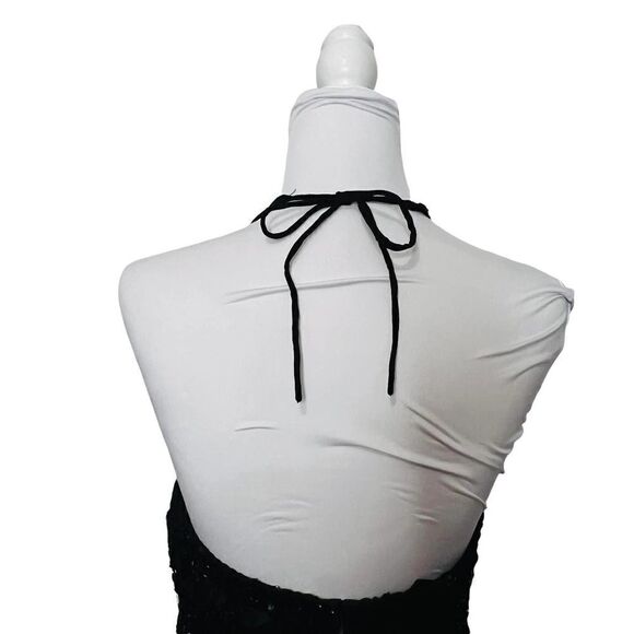 sean Collection Dress Halter High Low Lace Sequin Size S - Picture 3 of 9